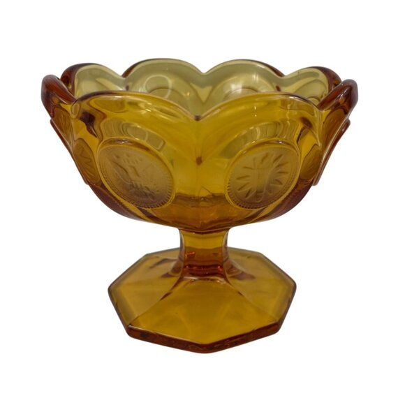 Fostoria Amber Coin Glass Footed Open Jam/Jelly Compote Dish Bowl - Picture 1 of 10